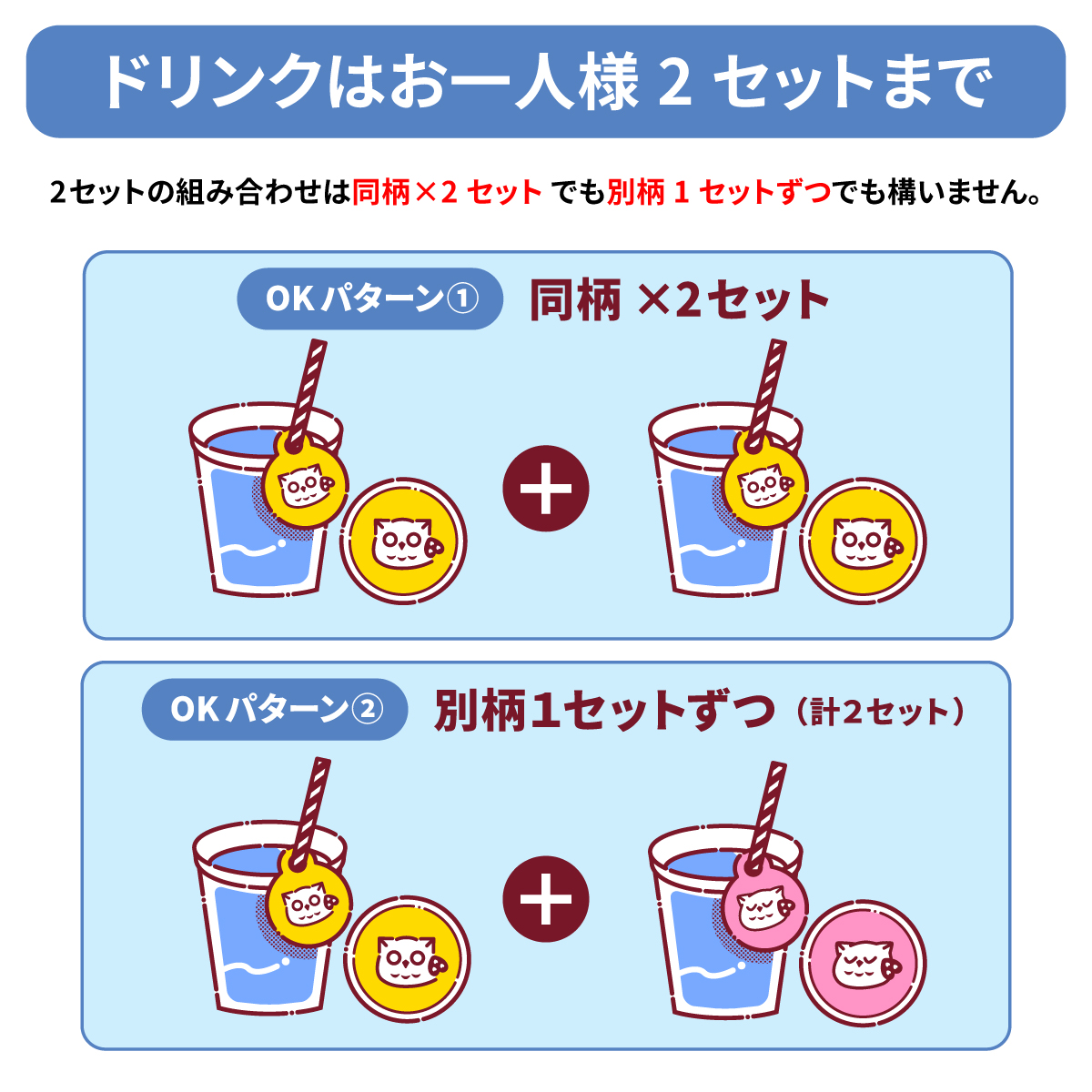 ドリンクとコースターのパターン